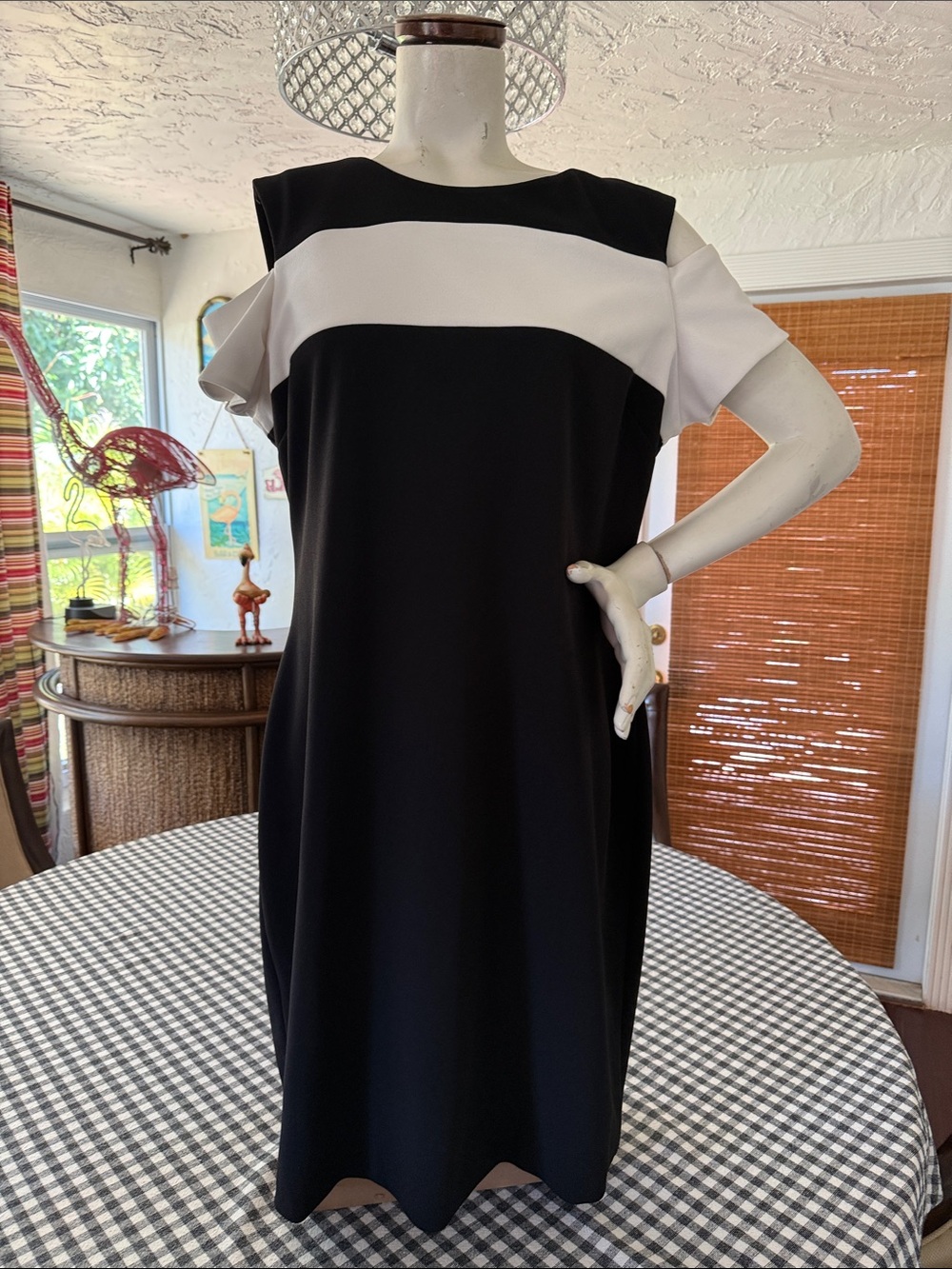 Tommy Hilfiger Black and White Panel Midi Dress